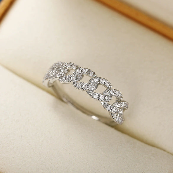 Wholesale Unisex Fashion Copper Zircon Geometric Ring