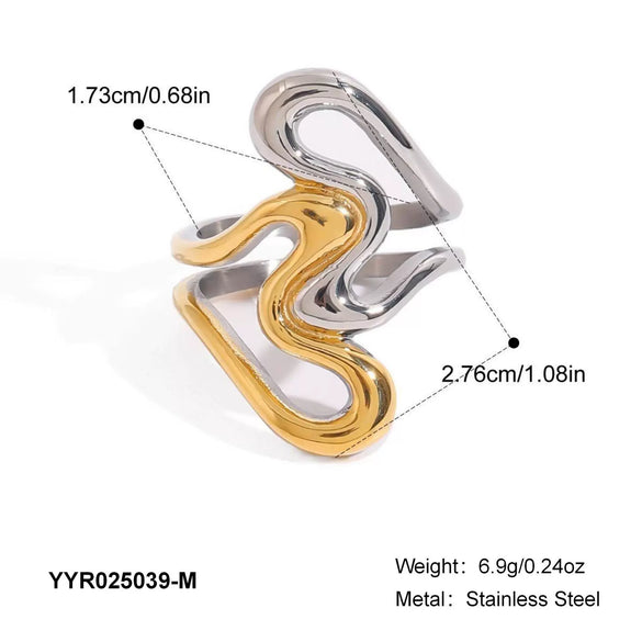 Wholesale Unisex Fashion Geometric Hollow Love Ring In Stainless Steel With Pvd Furnace Vacuum Real Gold Plating