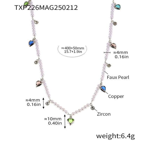 Wholesale Unisex Fashion Pearl Heart Ferris Wheel Multi Accessories Tassel Necklace Jewelry Set Made Of Titanium Steel Shell Beads Zircon And Copper With Electroplating