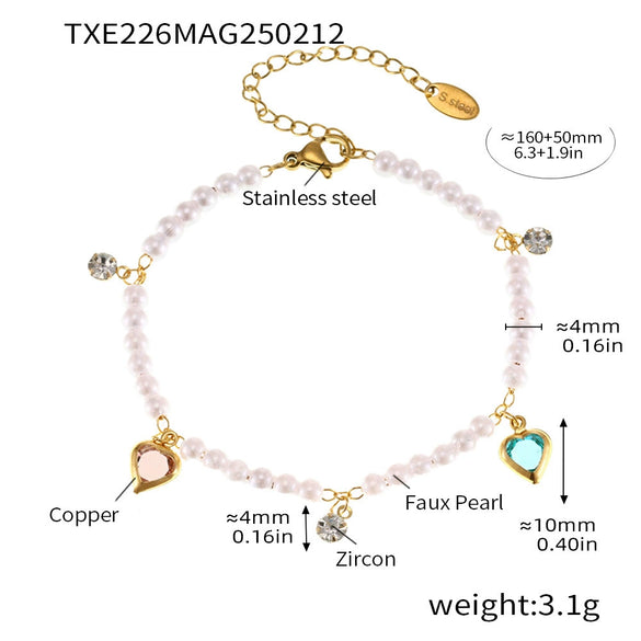 Wholesale Unisex Fashion Pearl Heart Ferris Wheel Multi Accessories Tassel Necklace Jewelry Set Made Of Titanium Steel Shell Beads Zircon And Copper With Electroplating