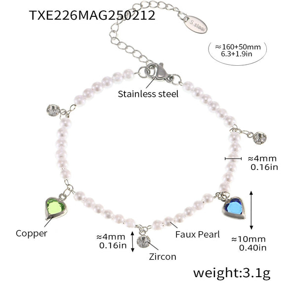Wholesale Unisex Fashion Pearl Heart Ferris Wheel Multi Accessories Tassel Necklace Jewelry Set Made Of Titanium Steel Shell Beads Zircon And Copper With Electroplating