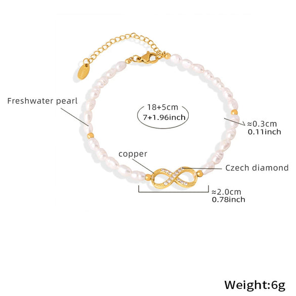 Wholesale Unisex Ferris Wheel Baroque Geometric Freshwater Pearl Titanium Steel Electroplated Bracelet