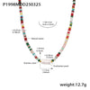 Wholesale Unisex Ferris Wheel Colorful Natural Stone Beaded Necklace With Freshwater Rice Pearl Simple Geometric Titanium Steel Electroplated Clavicle Chain