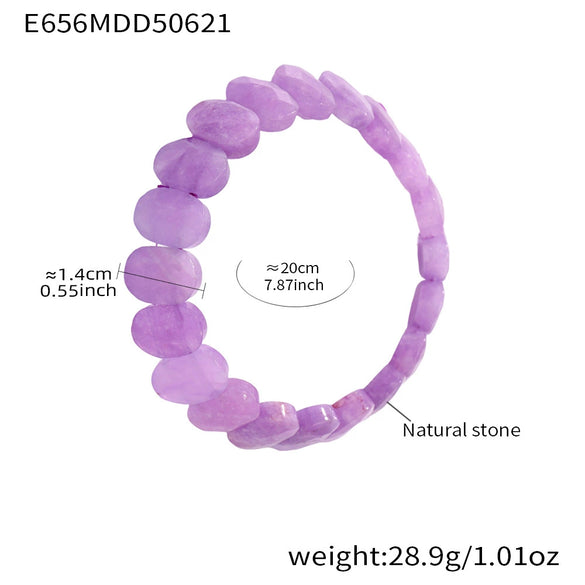 Wholesale Unisex Ferris Wheel Faceted Multicolor Natural Stone Elastic Bracelet With Green Aventurine Crystal Agate Stainless Steel Geometric Electroplated