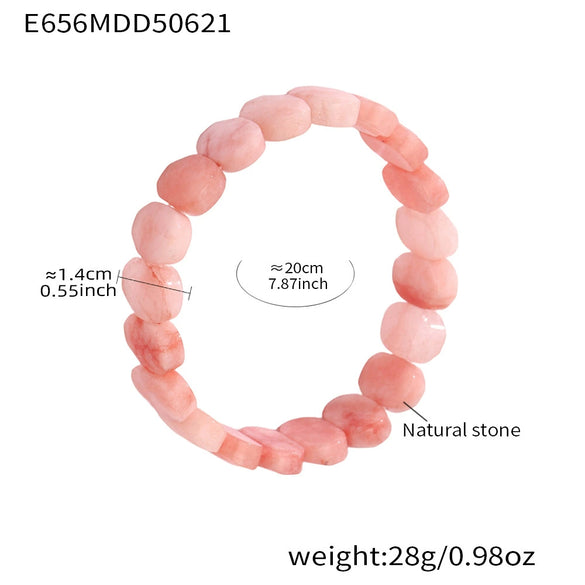 Wholesale Unisex Ferris Wheel Faceted Multicolor Natural Stone Elastic Bracelet With Green Aventurine Crystal Agate Stainless Steel Geometric Electroplated