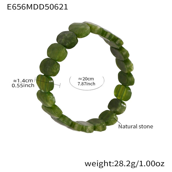 Wholesale Unisex Ferris Wheel Faceted Multicolor Natural Stone Elastic Bracelet With Green Aventurine Crystal Agate Stainless Steel Geometric Electroplated