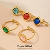 Wholesale Unisex Ferris Wheel Geometric Stainless Steel And Glass Stone Electroplated Open Adjustable Ring Bracelet