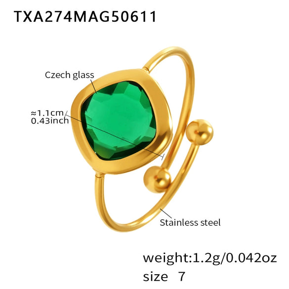 Wholesale Unisex Ferris Wheel Geometric Stainless Steel And Glass Stone Electroplated Open Adjustable Ring Bracelet