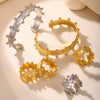 Wholesale Unisex Ferris Wheel Retro Palace Style Asymmetrical Design Jewelry Set Of Open J Ring Bracelet And Earrings In Titanium Steel And Stainless Steel Goldplated