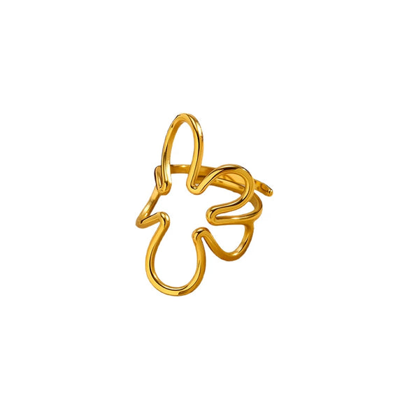 Wholesale Unisex Flower Pattern Stainless Steel Electroplated Ring With Simple Geometric Design