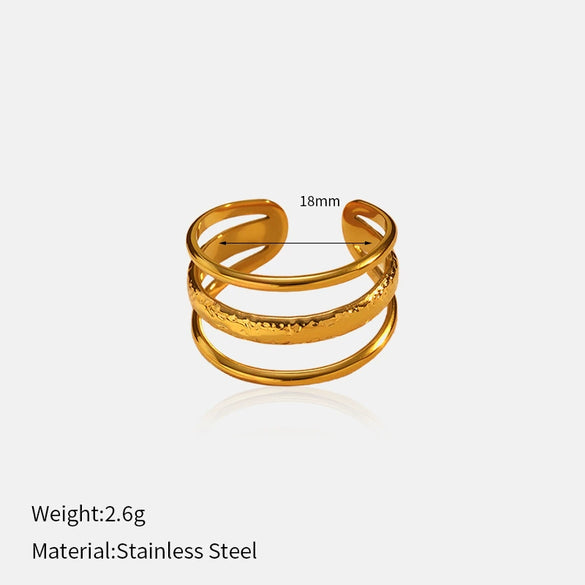 Wholesale Unisex Flower Pattern Stainless Steel Electroplated Ring With Simple Geometric Design