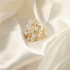 Wholesale Unisex Geometric Asymmetric Design Inlaid Zircon Imitation Pearl Titanium Steel Electroplated Ring