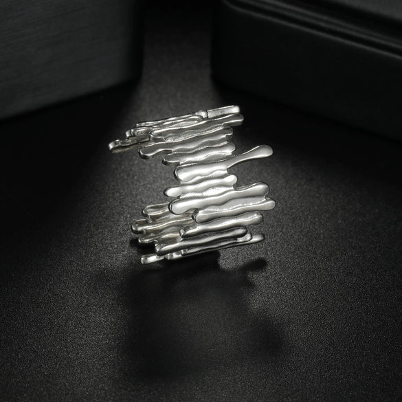 Wholesale Unisex Geometric Asymmetric Exaggerated Titanium Steel Ring Gold Plated