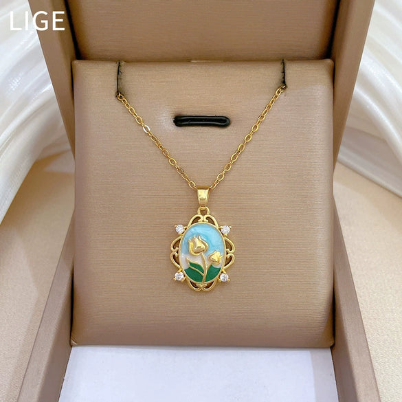 Wholesale Unisex Geometric Cartoon Stainless Steel Copper Pendant Necklace