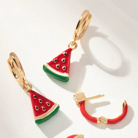 Wholesale Unisex Geometric Colorful Zircon Fruit Stainless Steel Electroplated Earrings