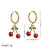 Wholesale Unisex Geometric Colorful Zircon Fruit Stainless Steel Electroplated Earrings