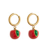 Wholesale Unisex Geometric Colorful Zircon Fruit Stainless Steel Electroplated Earrings