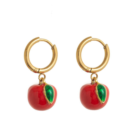 Wholesale Unisex Geometric Colorful Zircon Fruit Stainless Steel Electroplated Earrings