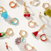 Wholesale Unisex Geometric Colorful Zircon Fruit Stainless Steel Electroplated Earrings