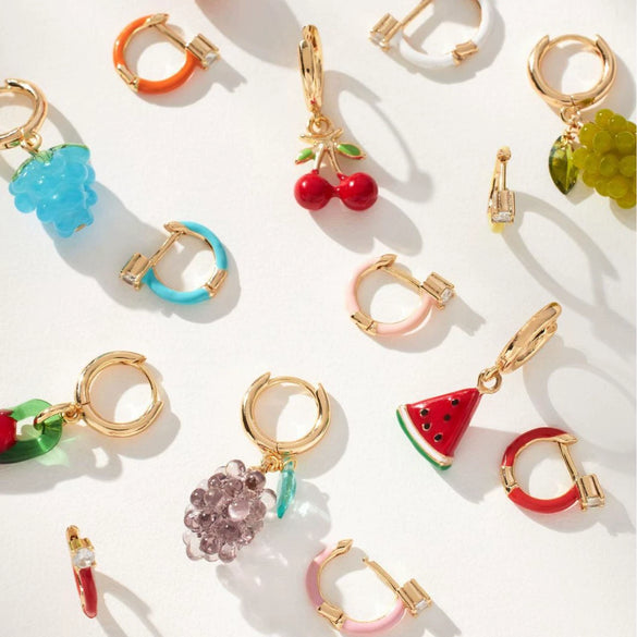 Wholesale Unisex Geometric Colorful Zircon Fruit Stainless Steel Electroplated Earrings