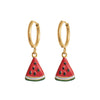 Wholesale Unisex Geometric Colorful Zircon Fruit Stainless Steel Electroplated Earrings