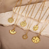 Wholesale Unisex Geometric Copper Coin Pendant Necklace With Embossed Sun Moon And 18K Gold Plated Cross Chain