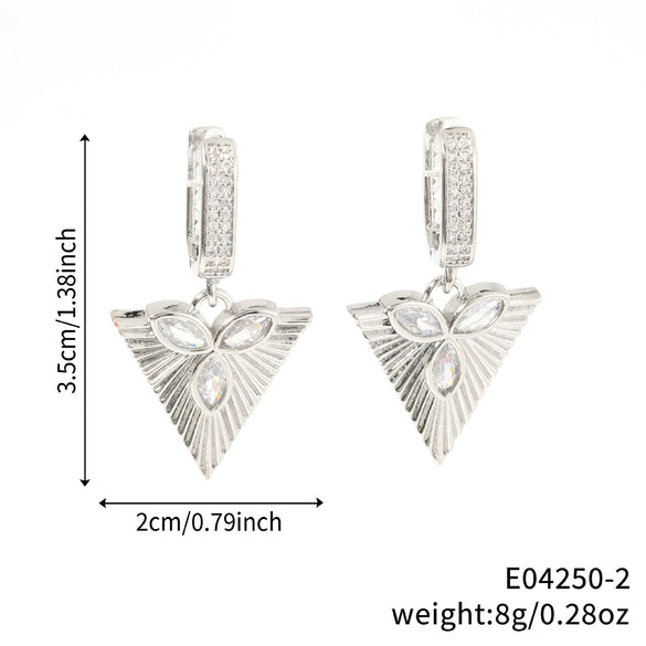 Wholesale Unisex Geometric Copper Earrings With Heart Shape And Rhombus Pattern