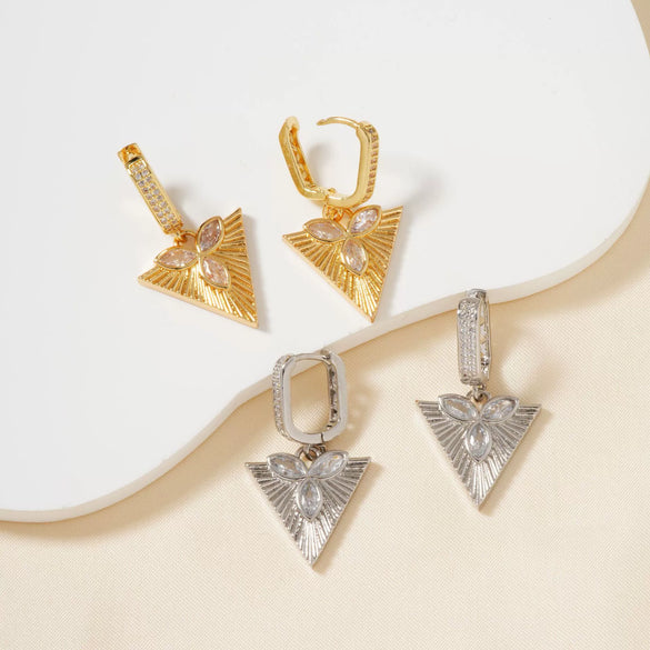 Wholesale Unisex Geometric Copper Earrings With Heart Shape And Rhombus Pattern