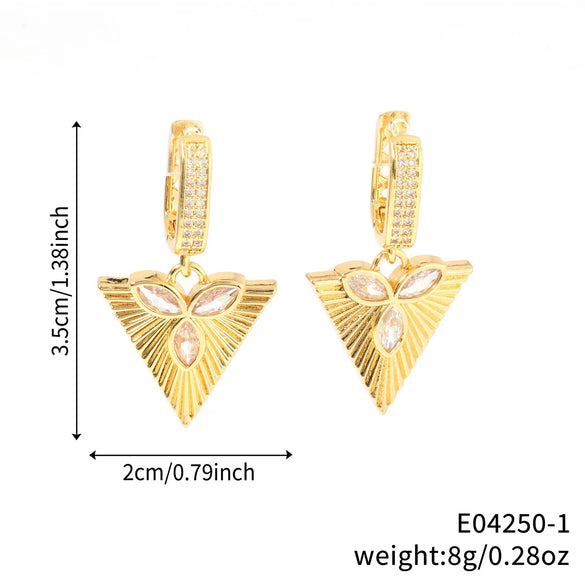 Wholesale Unisex Geometric Copper Earrings With Heart Shape And Rhombus Pattern