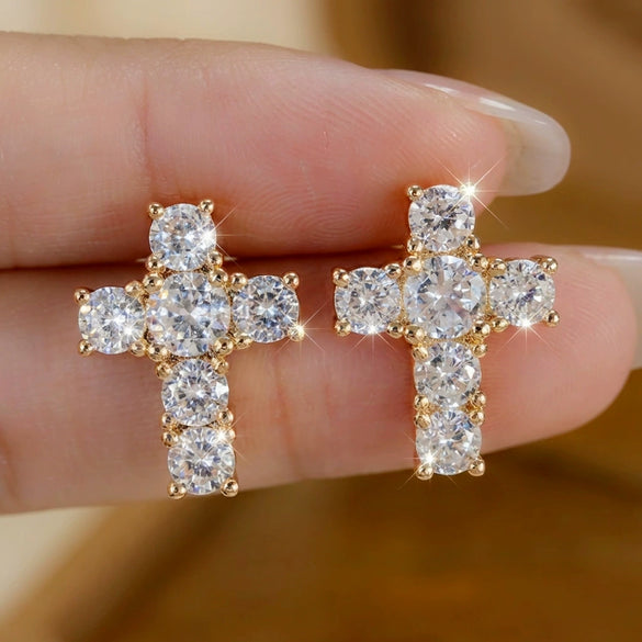 Wholesale Unisex Geometric Copper Steel Electroplated Zirconencrusted Fashion Casual Earrings
