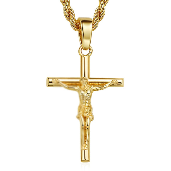Wholesale Unisex Geometric Cross Necklace 18K Gold Plated Purely Handmade Copper