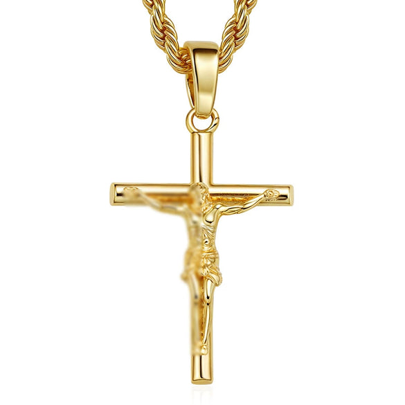 Wholesale Unisex Geometric Cross Necklace 18K Gold Plated Purely Handmade Copper