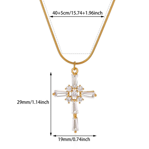 Wholesale Unisex Geometric Cross Necklace Made Of Environmentally Friendly Copper With Gold Electroplating
