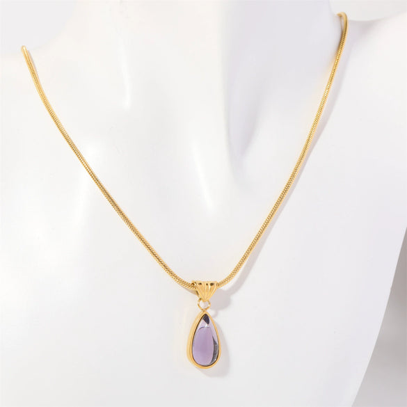 Wholesale Unisex Geometric Dropshaped Titanium Steel Snake Bone Chain 18K Goldplated Necklace