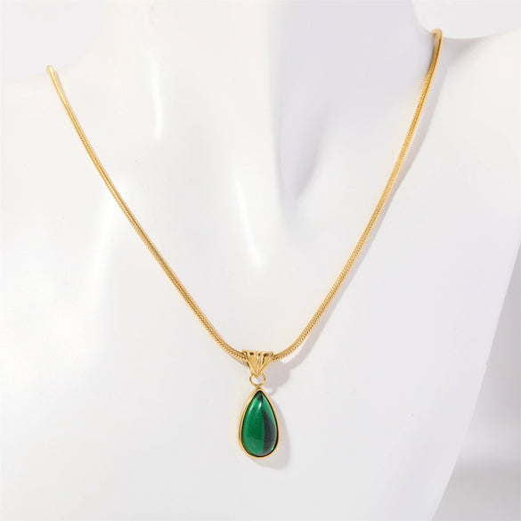 Wholesale Unisex Geometric Dropshaped Titanium Steel Snake Bone Chain 18K Goldplated Necklace