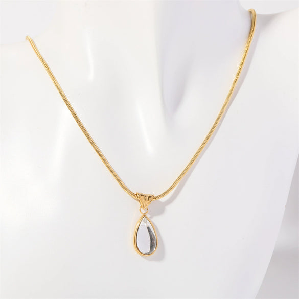 Wholesale Unisex Geometric Dropshaped Titanium Steel Snake Bone Chain 18K Goldplated Necklace