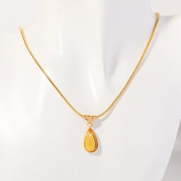 Wholesale Unisex Geometric Dropshaped Titanium Steel Snake Bone Chain 18K Goldplated Necklace
