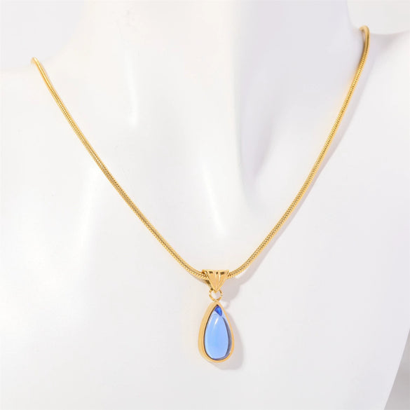 Wholesale Unisex Geometric Dropshaped Titanium Steel Snake Bone Chain 18K Goldplated Necklace