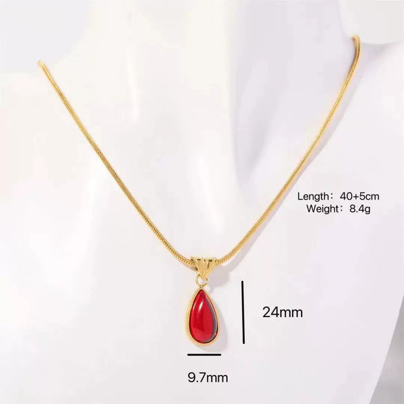 Wholesale Unisex Geometric Dropshaped Titanium Steel Snake Bone Chain 18K Goldplated Necklace