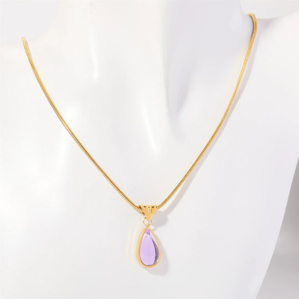 Wholesale Unisex Geometric Dropshaped Titanium Steel Snake Bone Chain 18K Goldplated Necklace