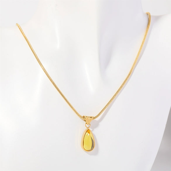 Wholesale Unisex Geometric Dropshaped Titanium Steel Snake Bone Chain 18K Goldplated Necklace