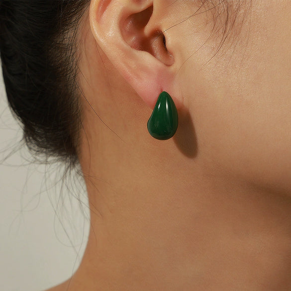 Wholesale Unisex Geometric Electroplated Copper Earrings With Hollow Water Drop Design