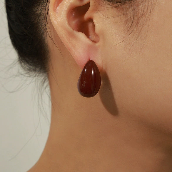 Wholesale Unisex Geometric Electroplated Copper Earrings With Hollow Water Drop Design