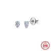 Wholesale Unisex Geometric Electroplated 316 Stainless Steel Peach Heart Single Diamond Earrings