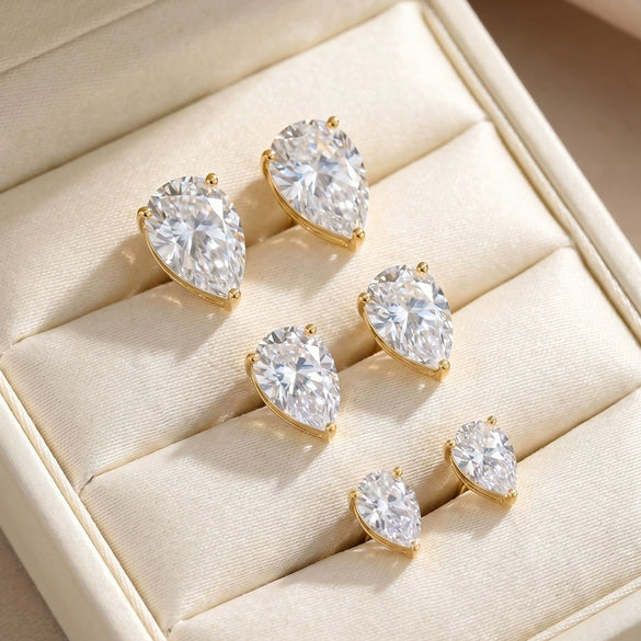 Wholesale Unisex Geometric Electroplated 316 Stainless Steel Peach Heart Single Diamond Earrings