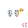 Wholesale Unisex Geometric Electroplated 316 Stainless Steel Peach Heart Single Diamond Earrings