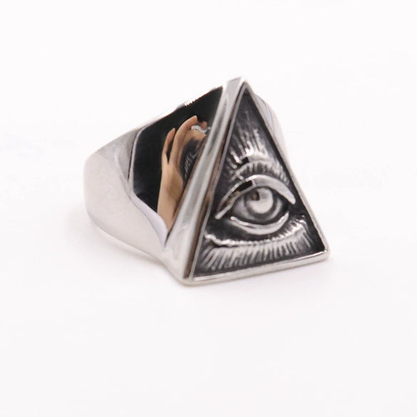Wholesale Unisex Geometric Evil Eye Stainless Steel Ring With Polish Finish