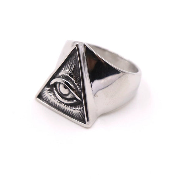 Wholesale Unisex Geometric Evil Eye Stainless Steel Ring With Polish Finish