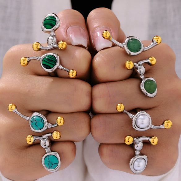 Wholesale Unisex Geometric Ferris Wheel Cshaped Titanium Steel Electroplated Ring