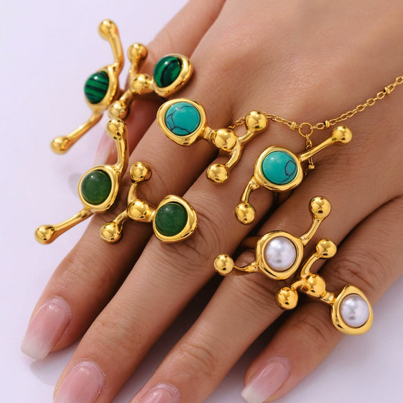 Wholesale Unisex Geometric Ferris Wheel Cshaped Titanium Steel Electroplated Ring